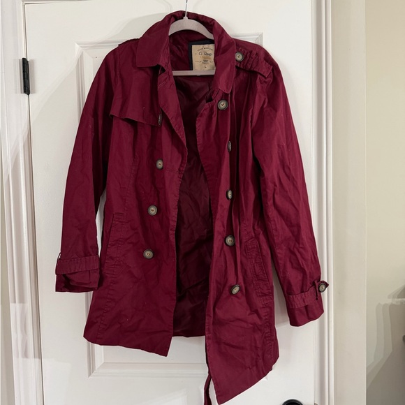 Ci Sono Maroon Trench Coat - Picture 1 of 4
